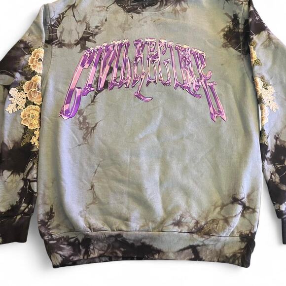 Brand New Civil Regime Baby Blue and black tie-dye sweatshirt Size XXL - Picture 1 of 4